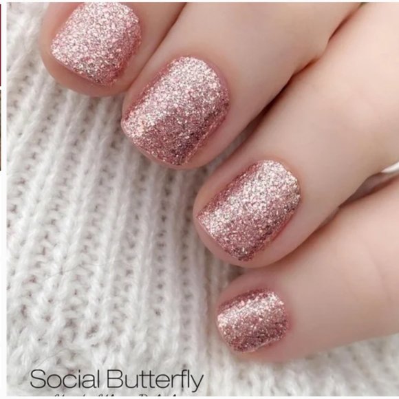 Color Street Other - Color Street Coral Bay social butterfly rose gold sparkle nail polish strips nwt